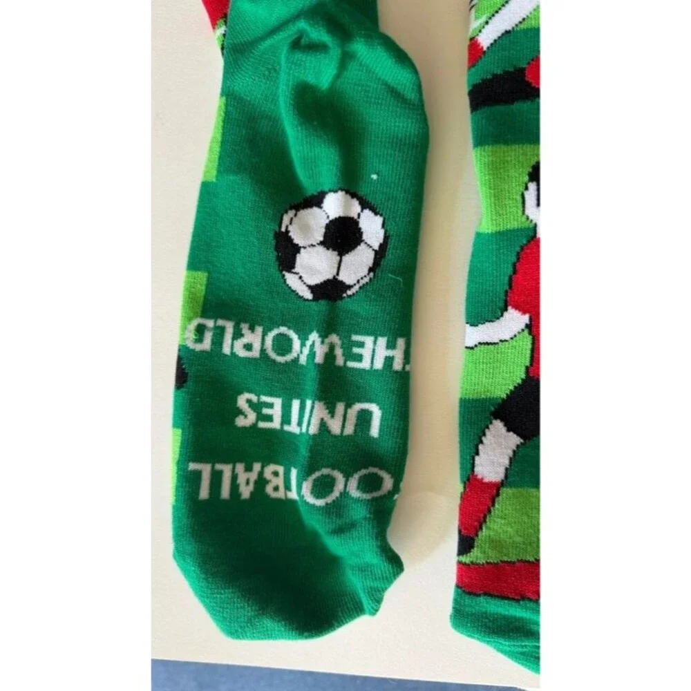 Soccer Socks Football Novelty Crew Socks Green Red Sports Fan Gift